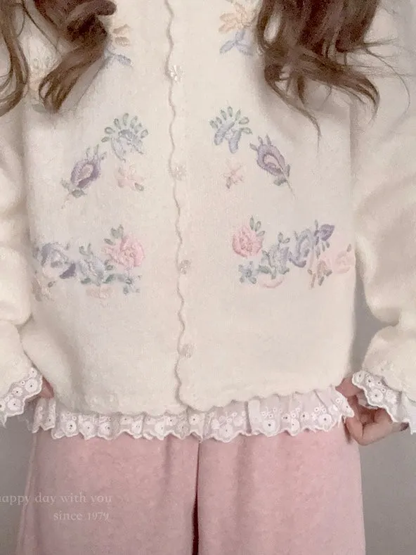 Soft Soft Snow Christmas Cotton Lace Sweatshirt