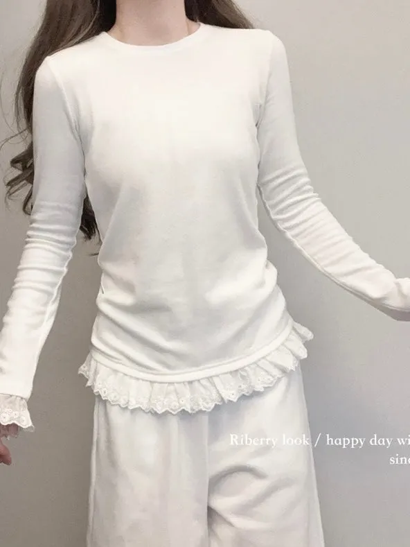 Soft Soft Snow Christmas Cotton Lace Sweatshirt