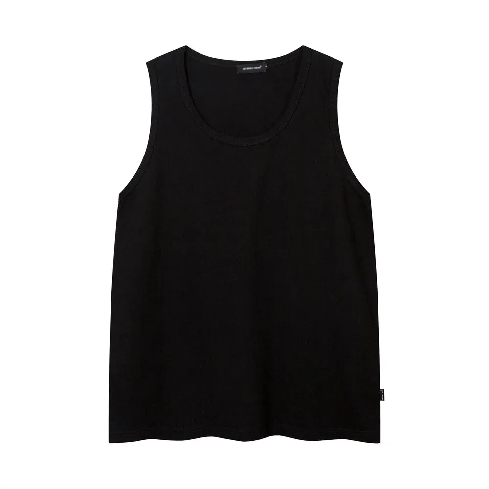 Solid Color Ripped Tank Top - Streetwear Crew Neck Sleeveless Singlets