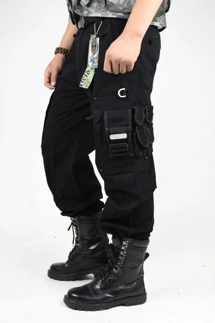 Solid Cotton Pockets Cargo Pants