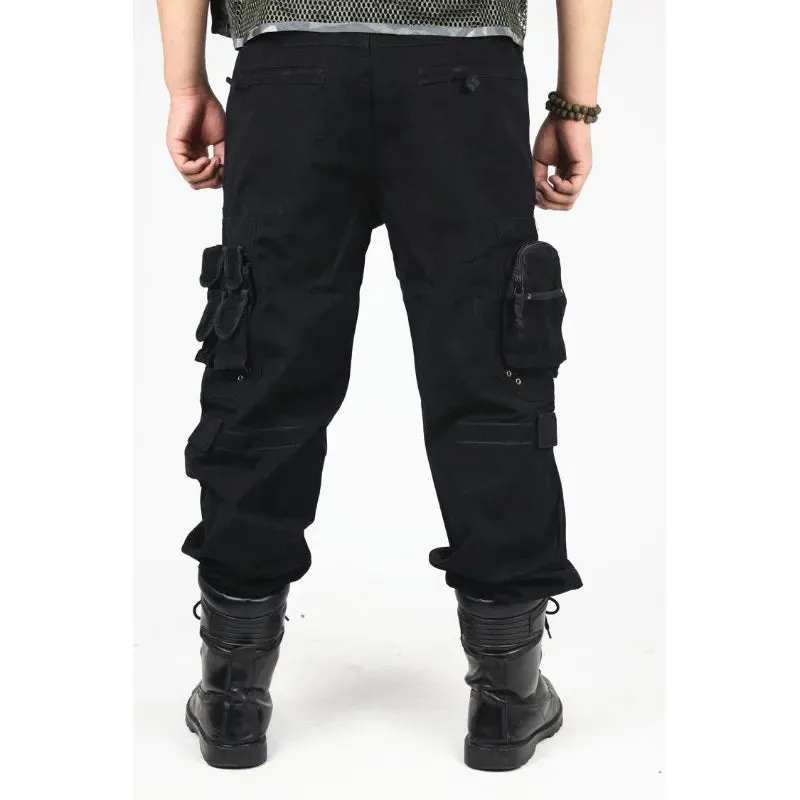 Solid Cotton Pockets Cargo Pants