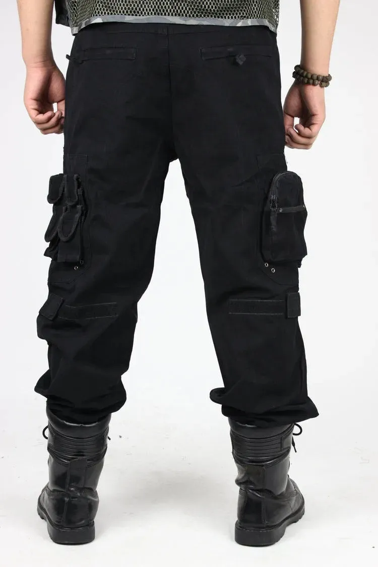 Solid Cotton Pockets Cargo Pants