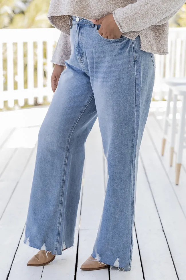 Sonya High Rise Light Wash Raw Hem Flare Jeans FINAL SALE