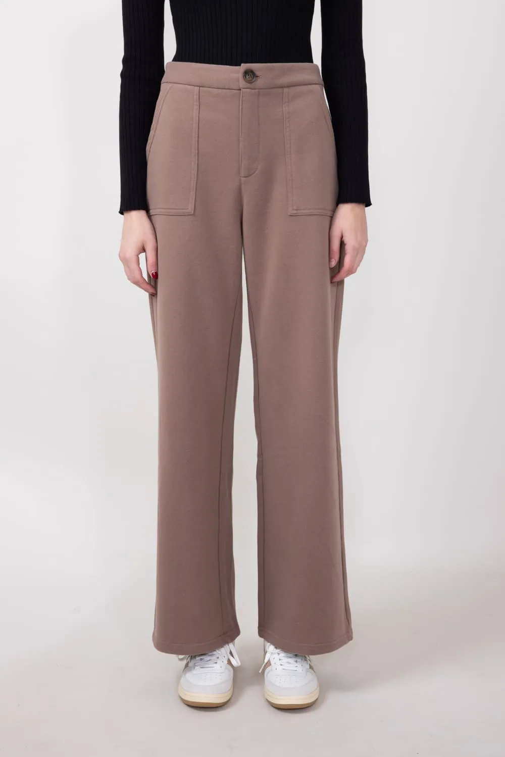 Straight Leg Trouser Sweatpants for Women in Mocha | FP3362-MOCHA