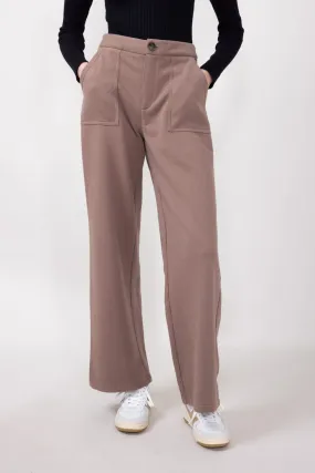 Straight Leg Trouser Sweatpants for Women in Mocha | FP3362-MOCHA