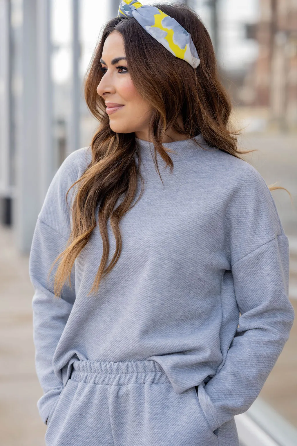 Subtle Ribbed Mock Neck Sweatshirt