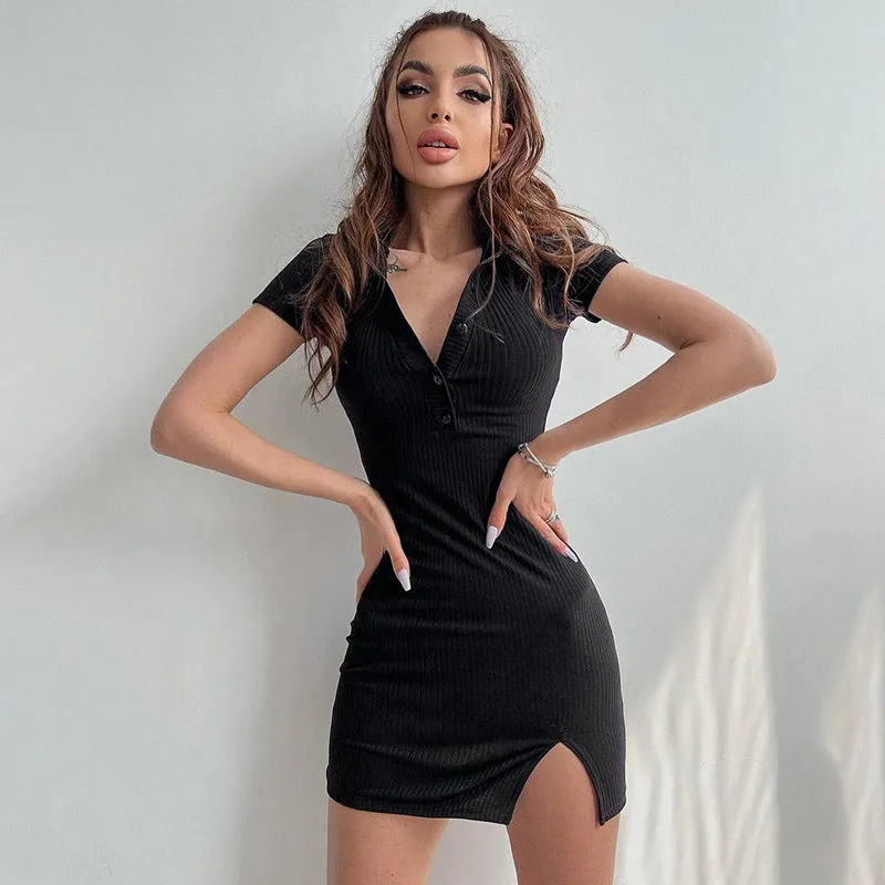 TastyHottie - Polo Button Drop Shoulder Dress