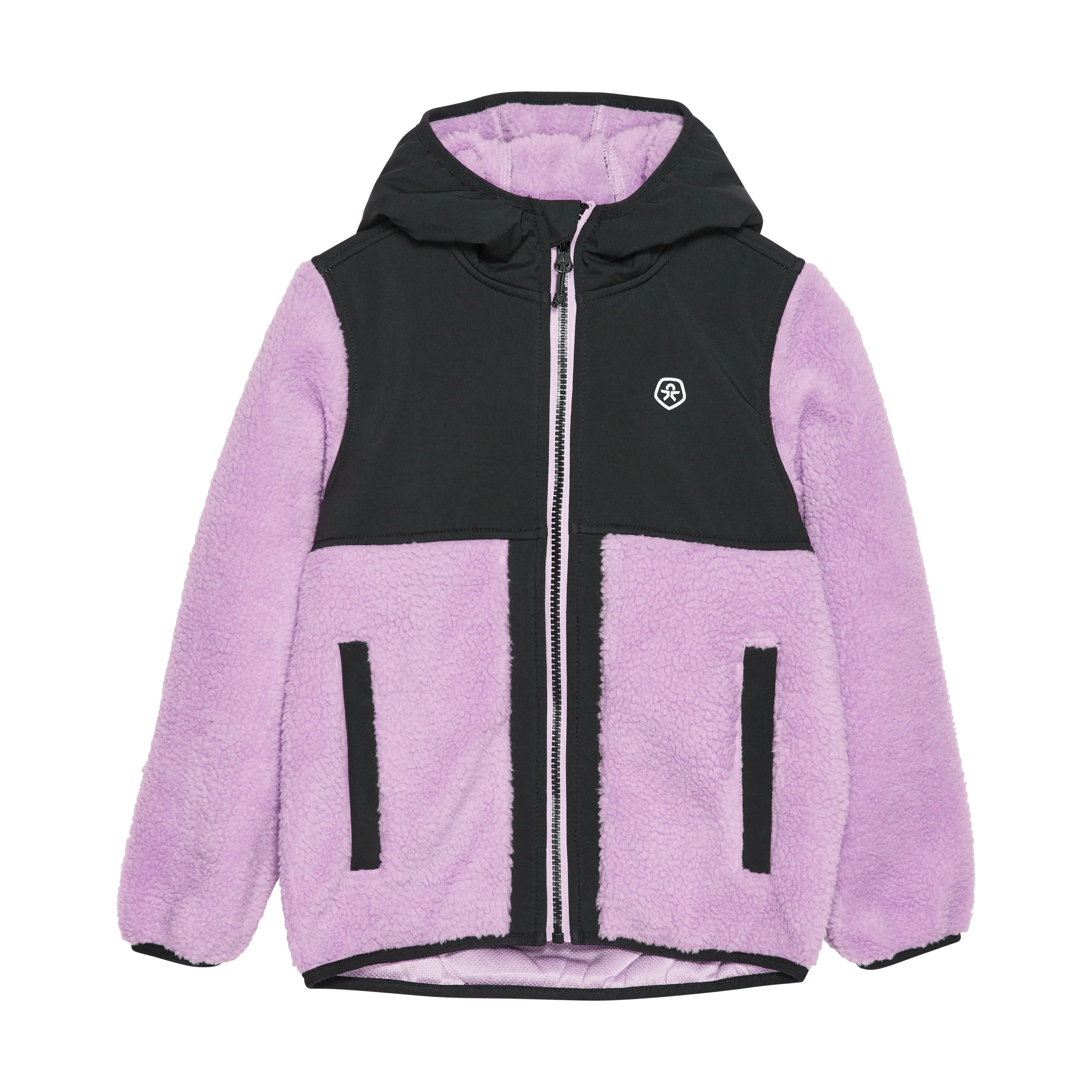 Teddy Fleece Jacket with Hood in Violet Tulle