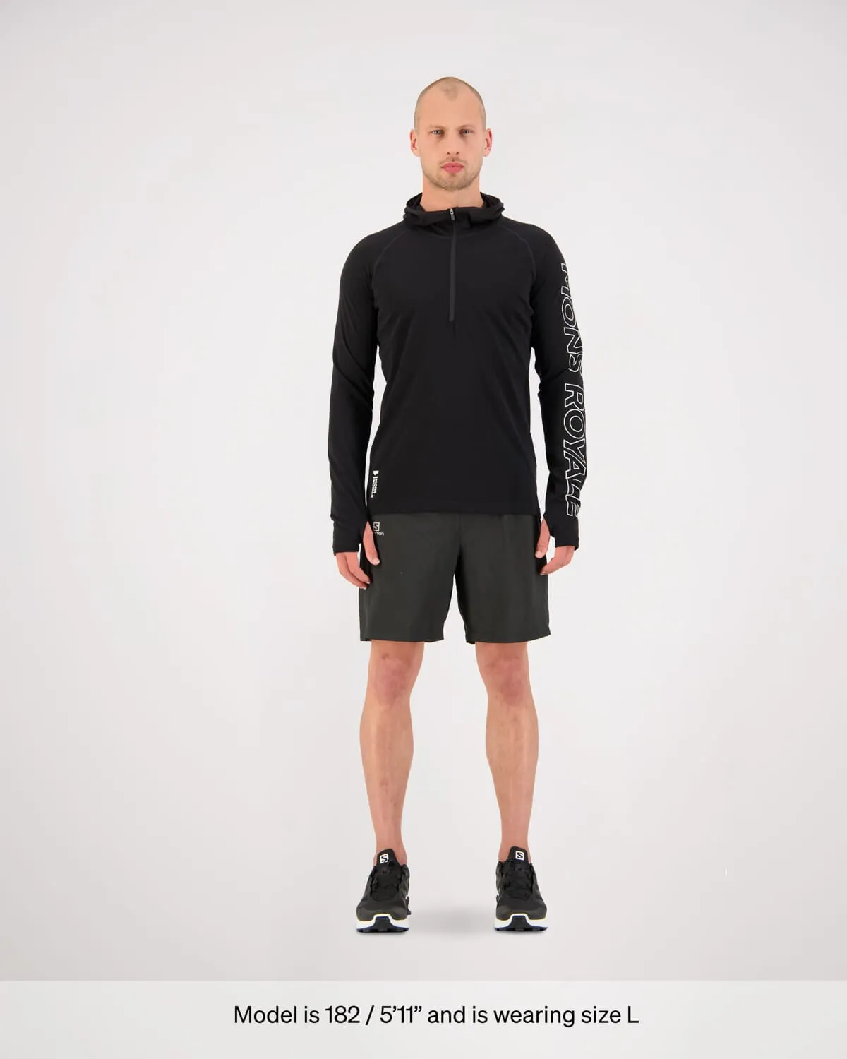 Temple Merino Long Sleeve Hood - Black