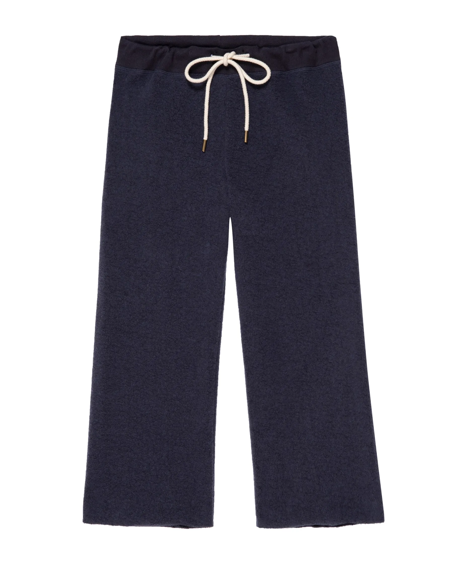 The Great - The Fleece Cropped Wide Leg Sweatpant In Navy