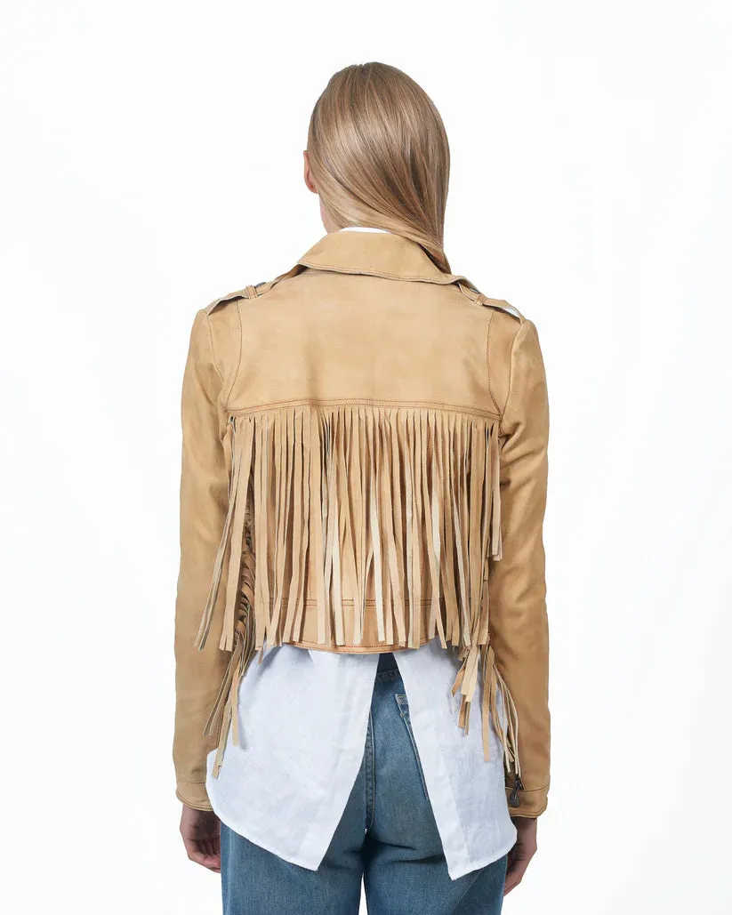 Tina Waxed Suede Jacket - Chamois