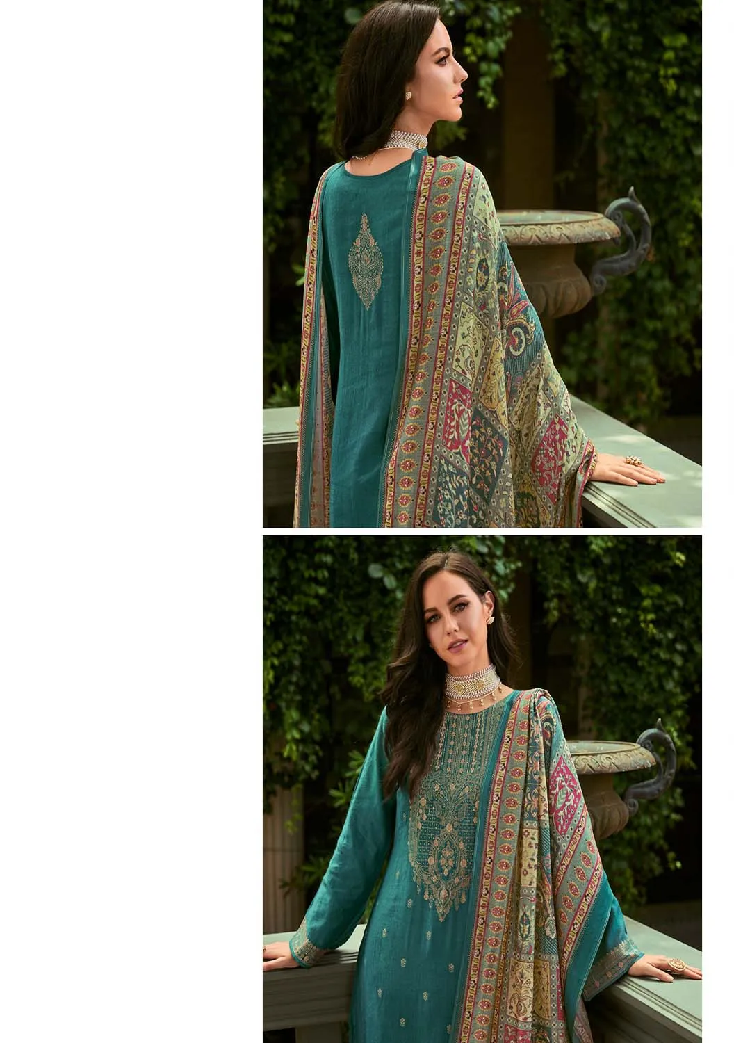 Unstitched Pashmina Jacquard Winter Suit Dress Material for Women