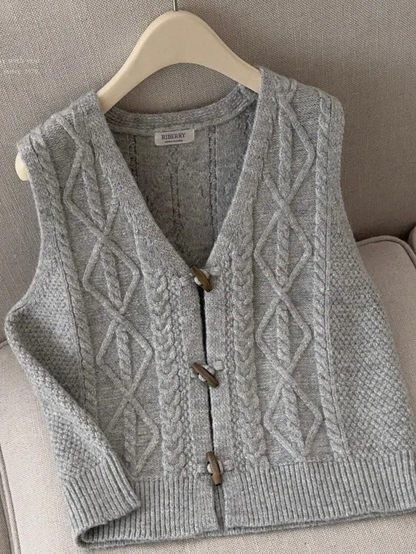 Vintage Cottage Girl Wool Blended Vest