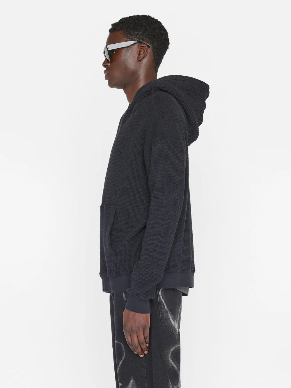 Waffle Textured  Hoodie -- Noir