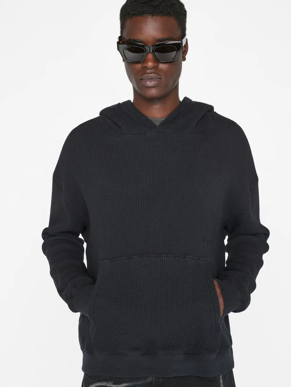 Waffle Textured  Hoodie -- Noir