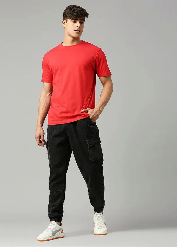 Washed Black Depp Cargo Pocket Cotton Jogger