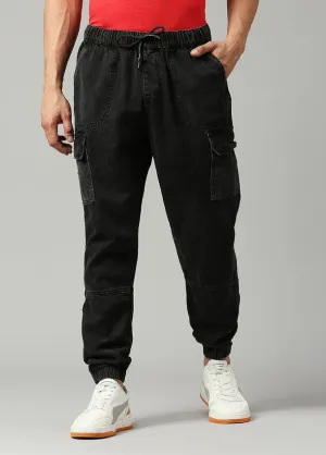 Washed Black Depp Cargo Pocket Cotton Jogger