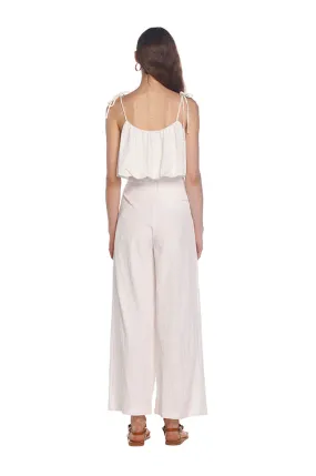 White Li Pleated Pants