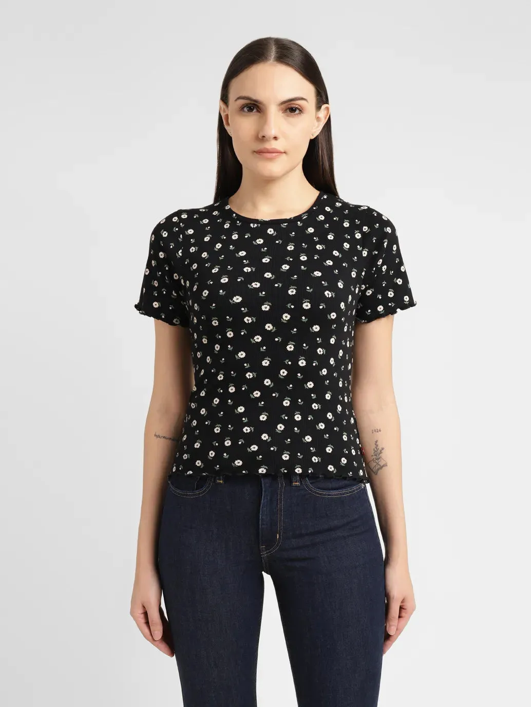 Women's Floral Print Crew Neck Top