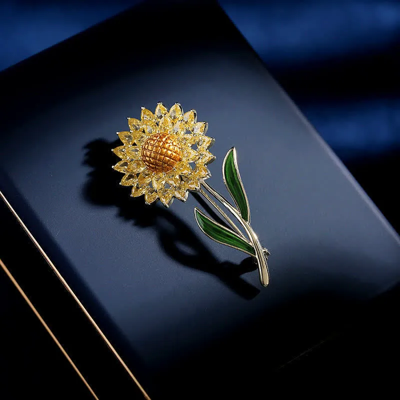 Women's Gold Sunflower Brooch