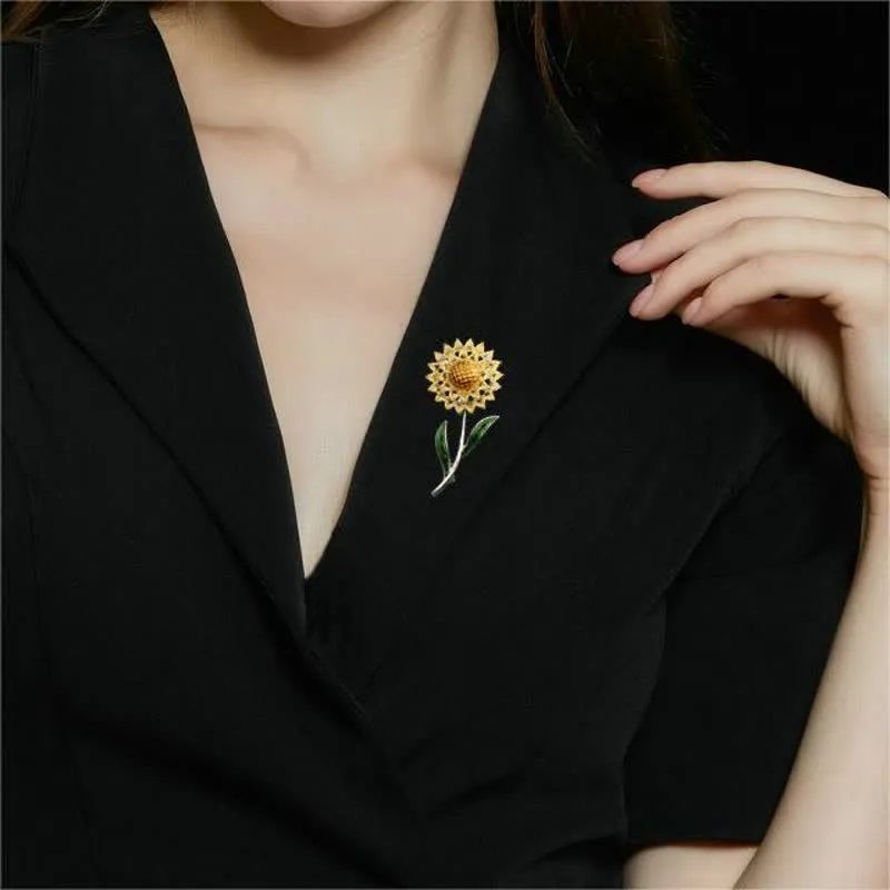 Women's Gold Sunflower Brooch