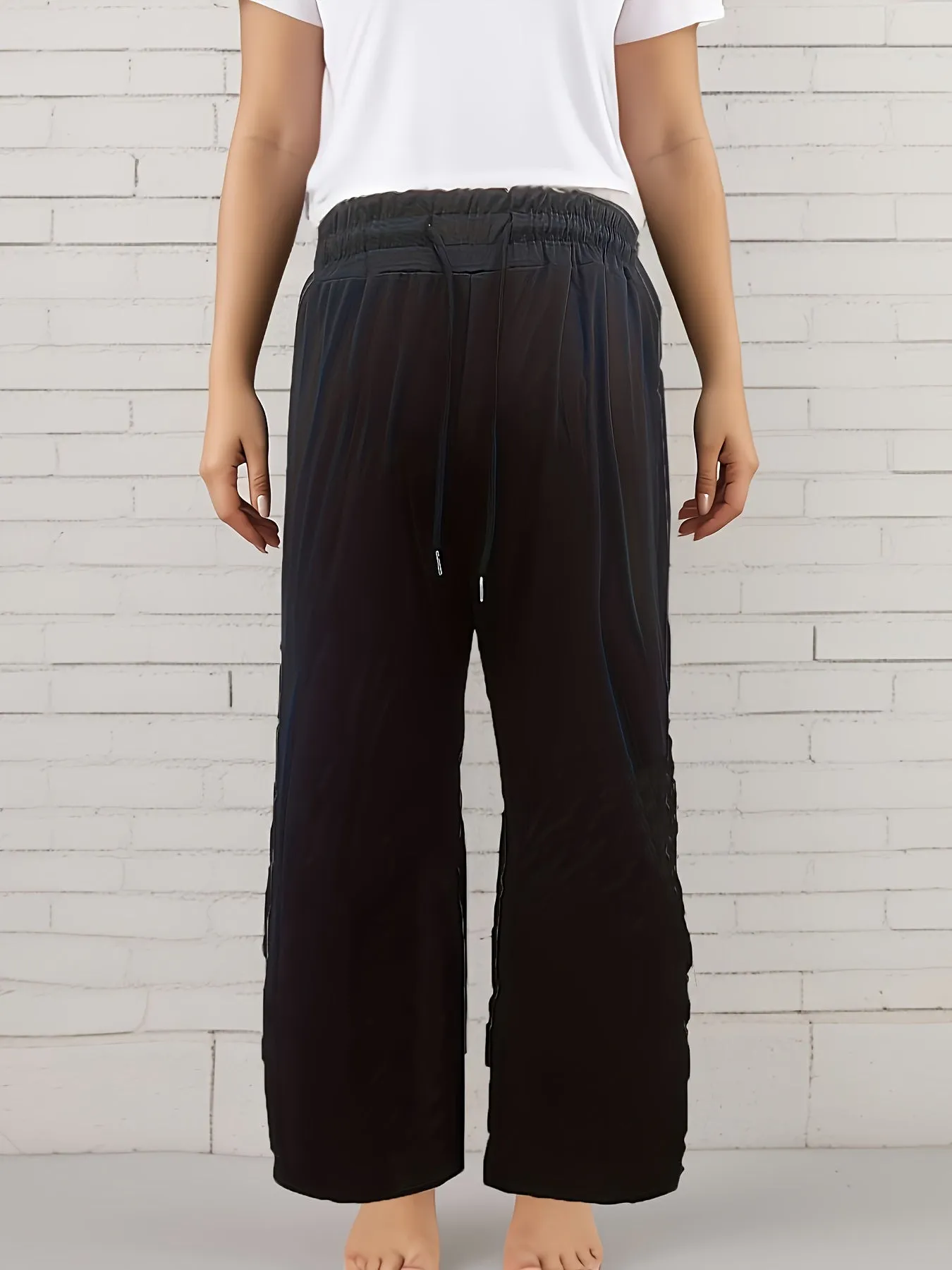 Women's Plus Size Solid Drawstring Pants - Casual Comfort for Every Season