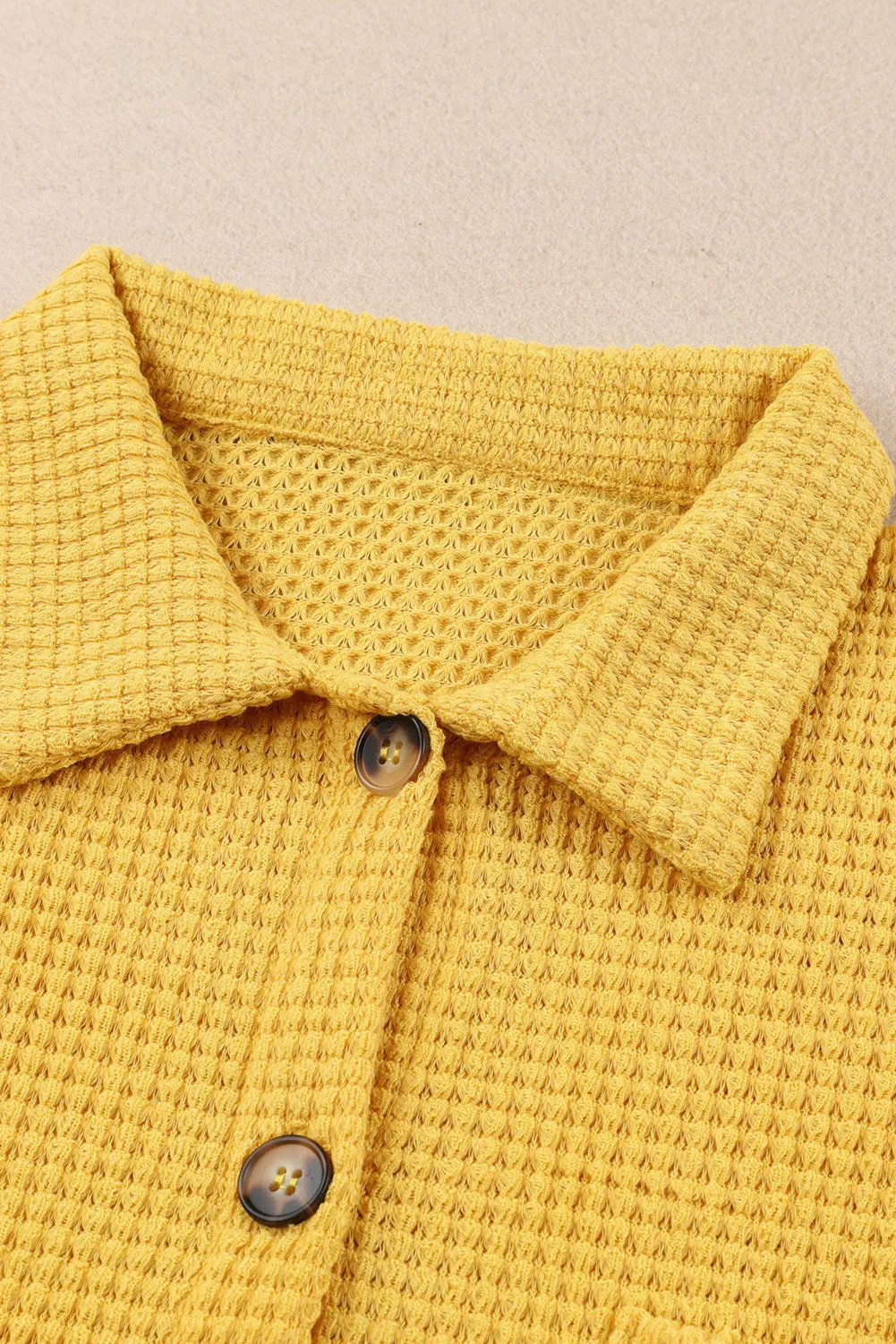 Womens Waffle Knit Shacket Jacket Button Up Casual Blouse Shirt with Pockets