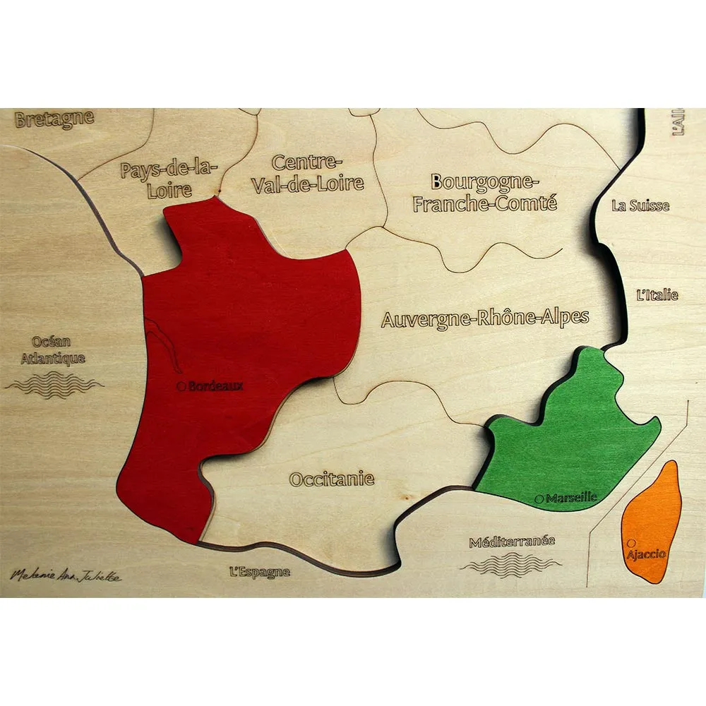 Wooden Jigsaw Puzzle Map of France