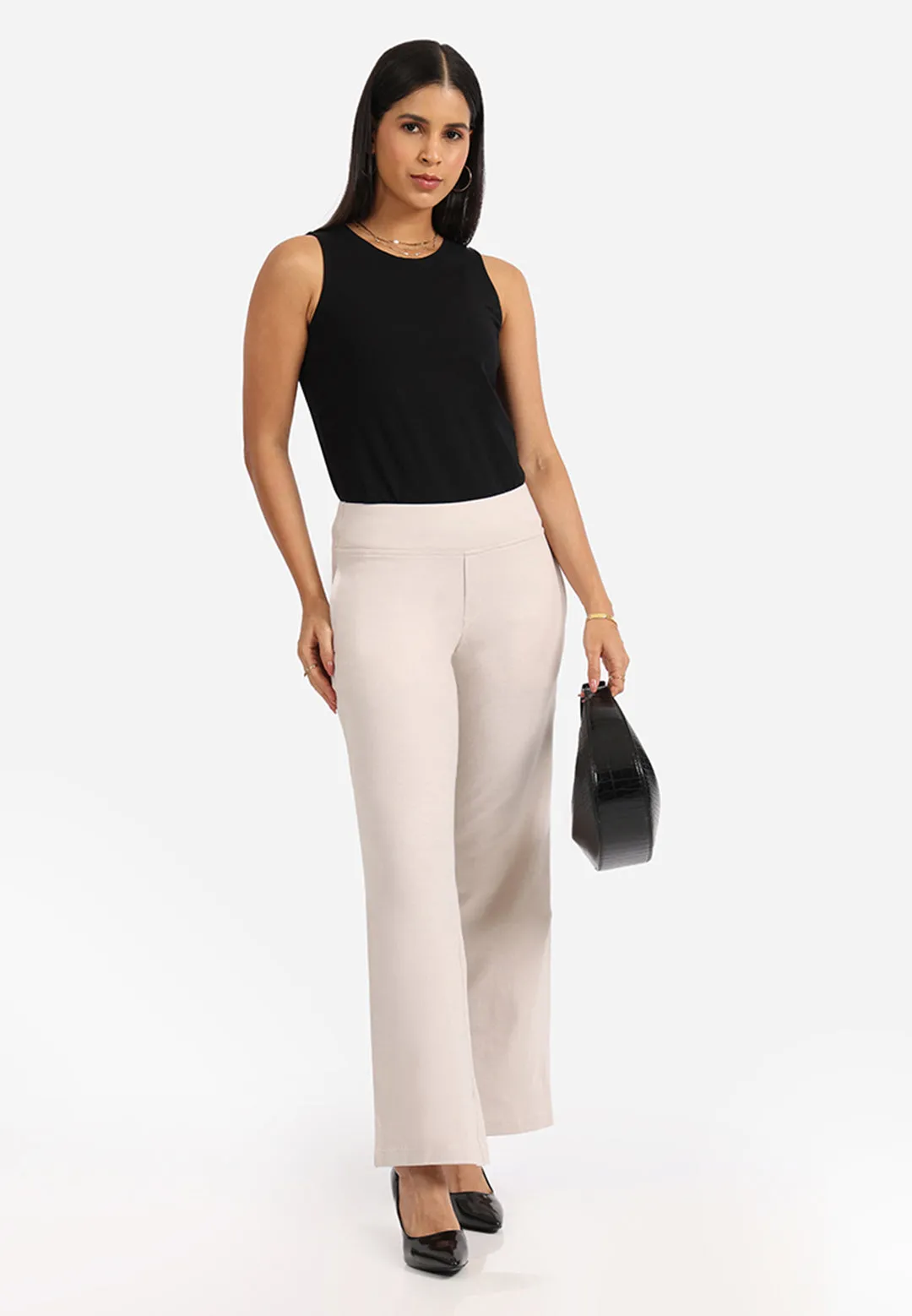 Work-To-Wine Twill Wide Leg Flare Pants