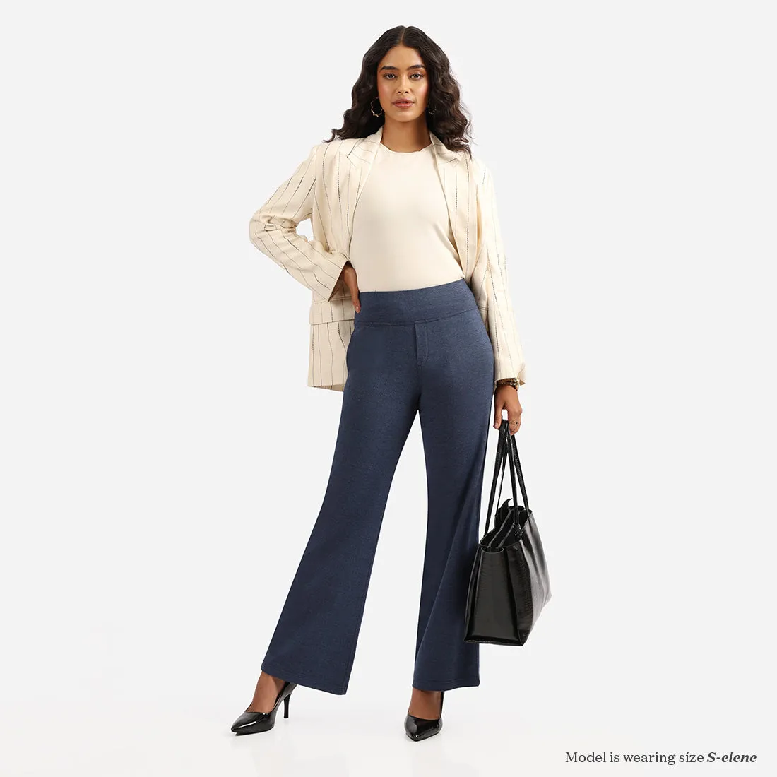 Work-To-Wine Twill Wide Leg Flare Pants