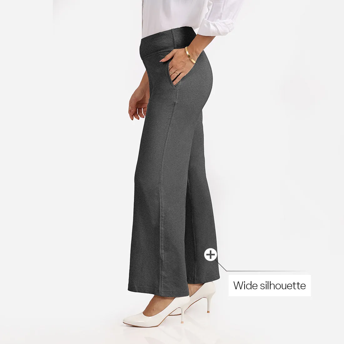 Work-To-Wine Twill Wide Leg Flare Pants