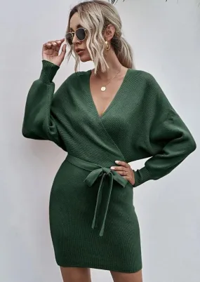 Wrap Bodycon Sweater Dress