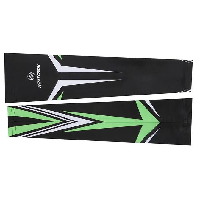 XINTOWN Black Green Stripe Cycling Arm Warmers