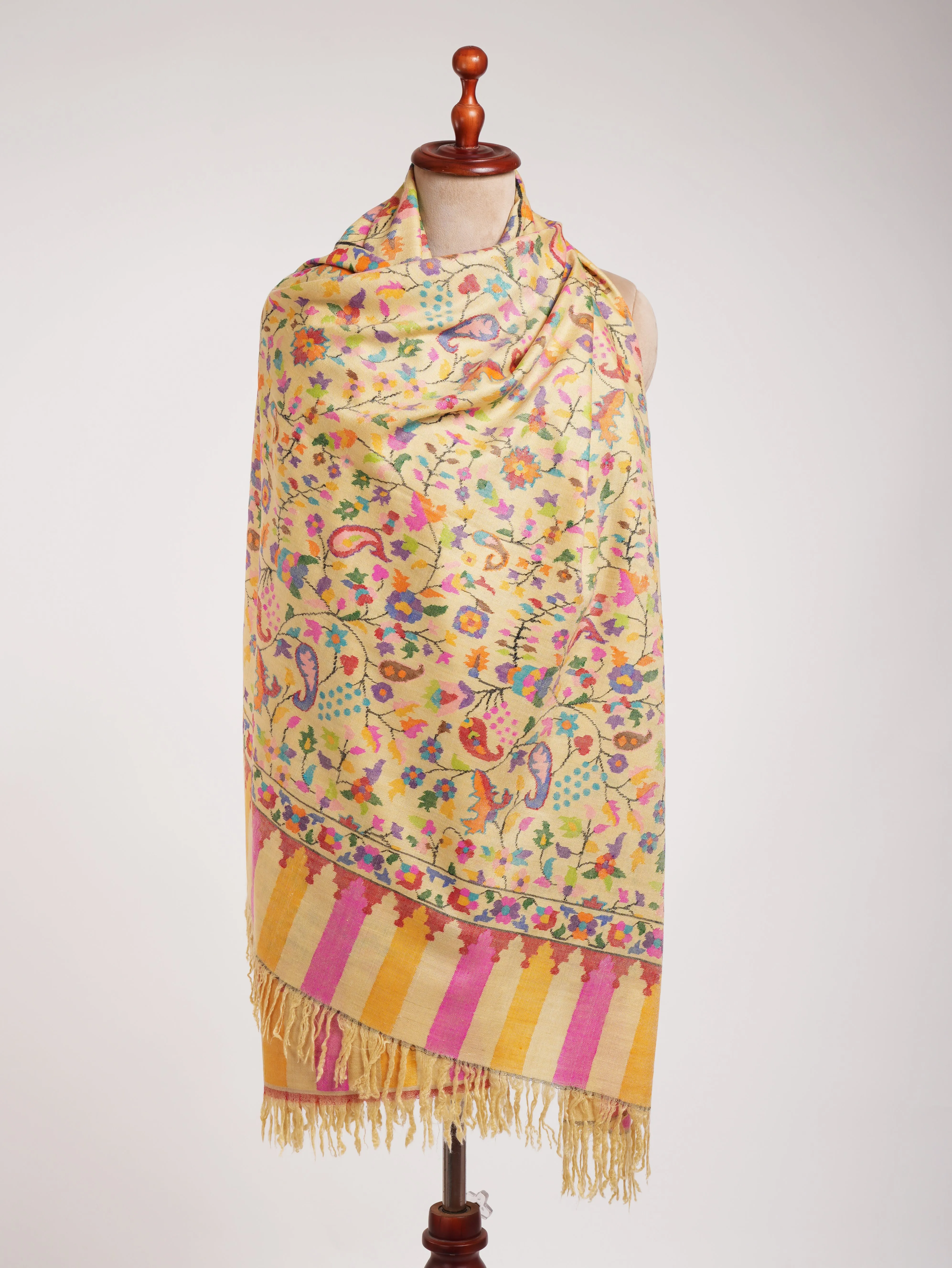 Yellow Handwoven Kashmiri Kani Pashmina Shawl