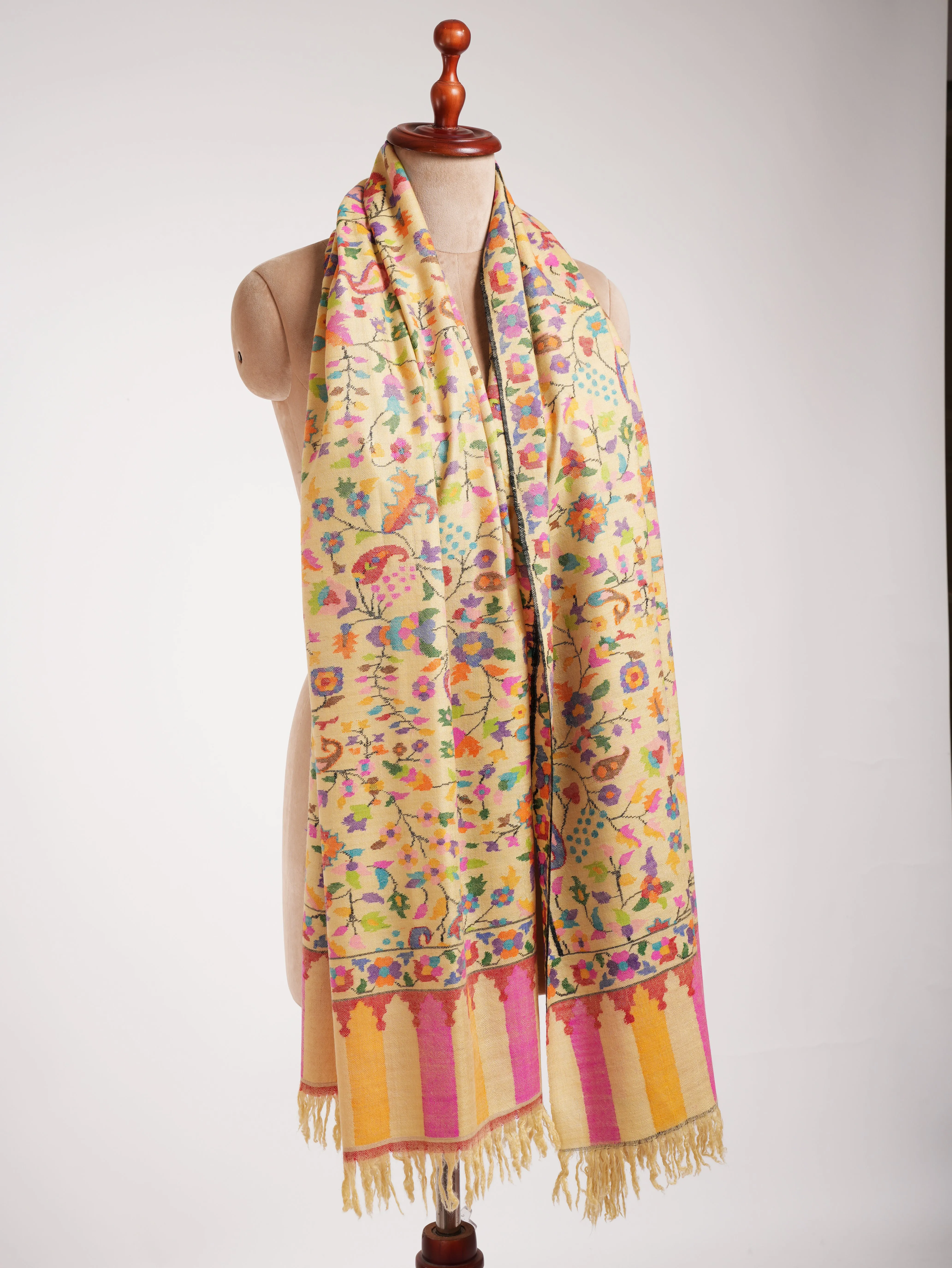 Yellow Handwoven Kashmiri Kani Pashmina Shawl