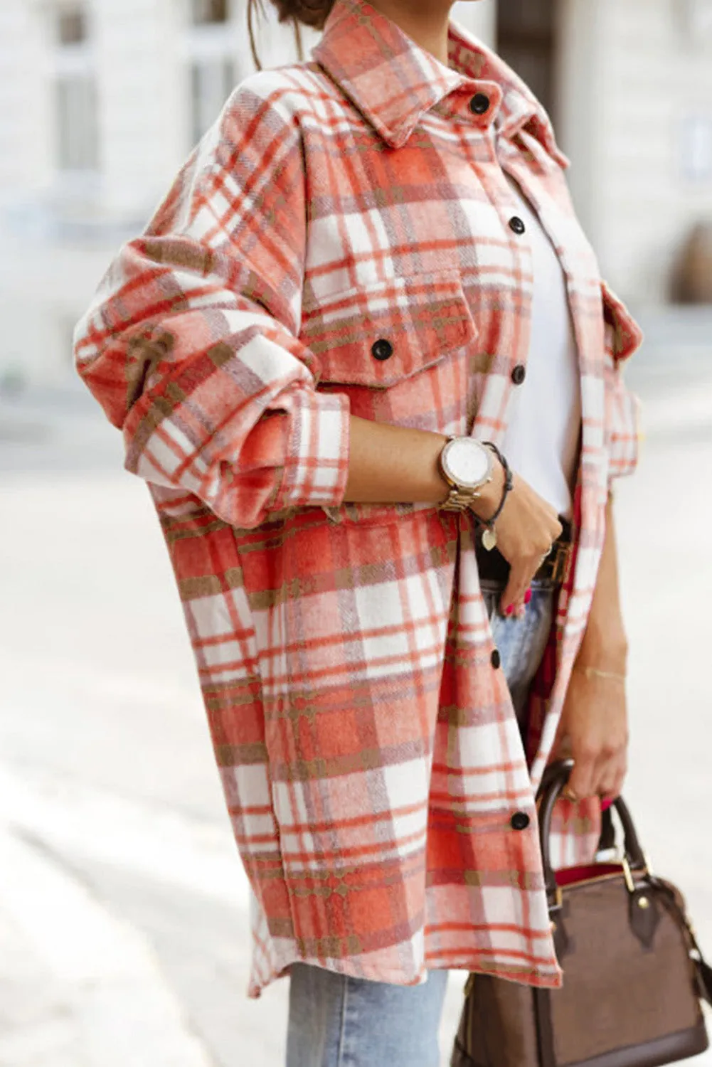 Yellow Plaid Flap Pocket Long Sleeve Shacket