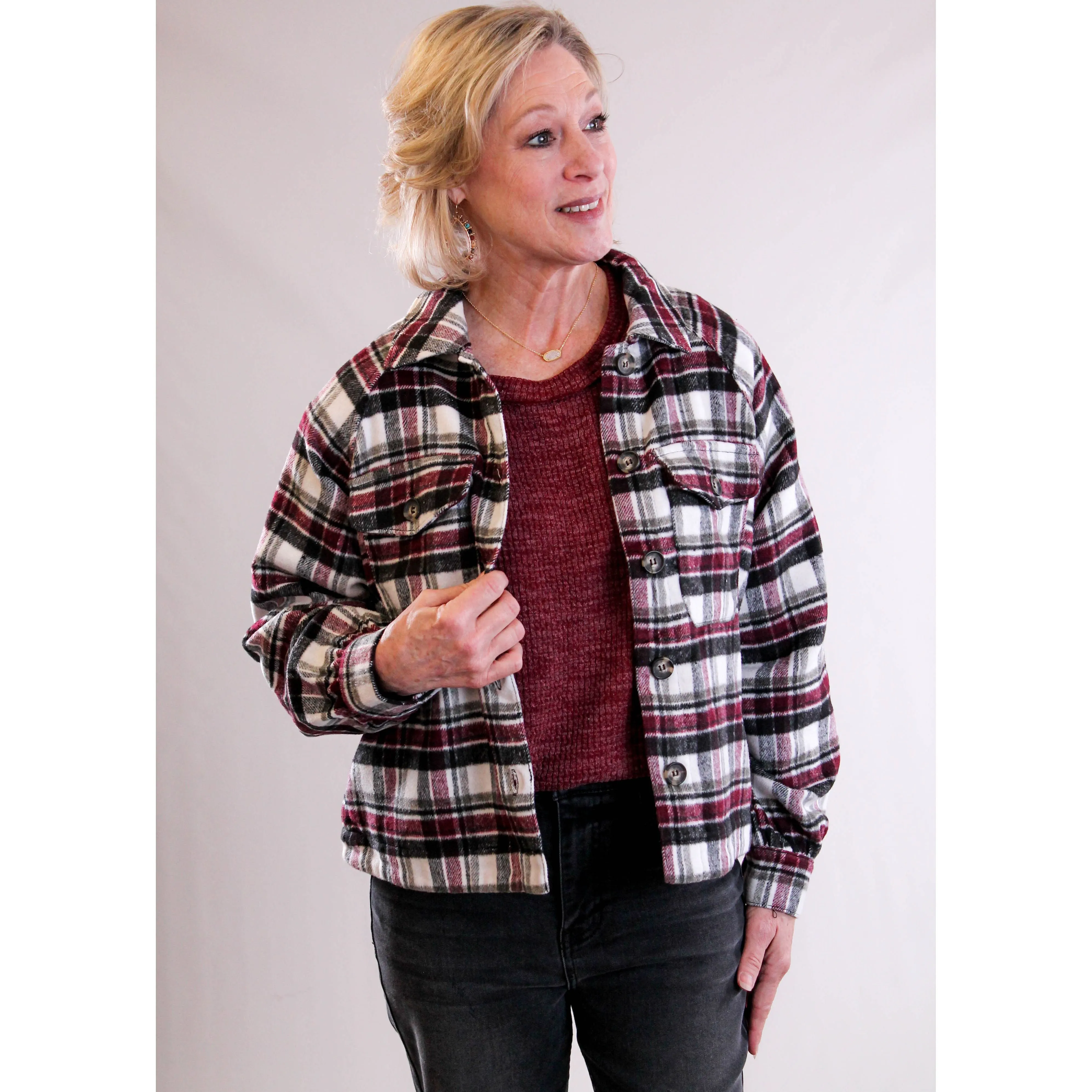 YMI Short Plaid Shacket